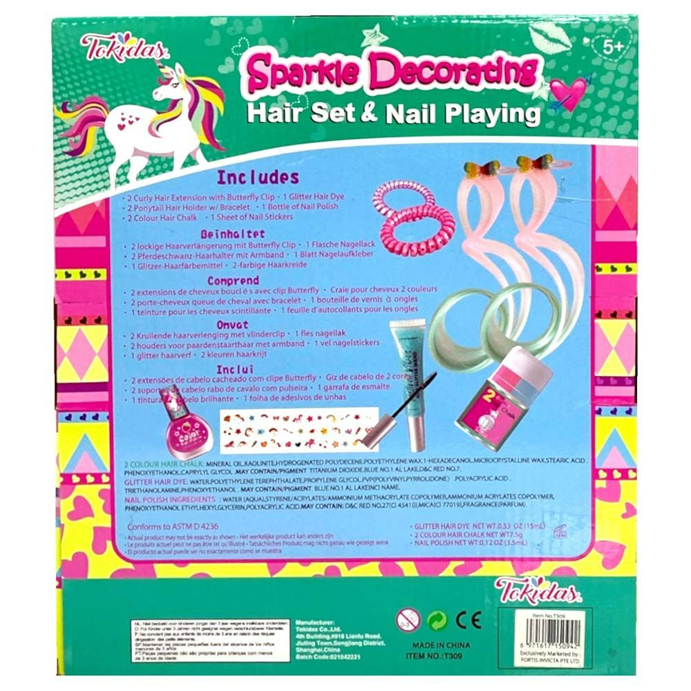 Tokidas Girls Sparkle Decorating Hair Set And Nail Playing